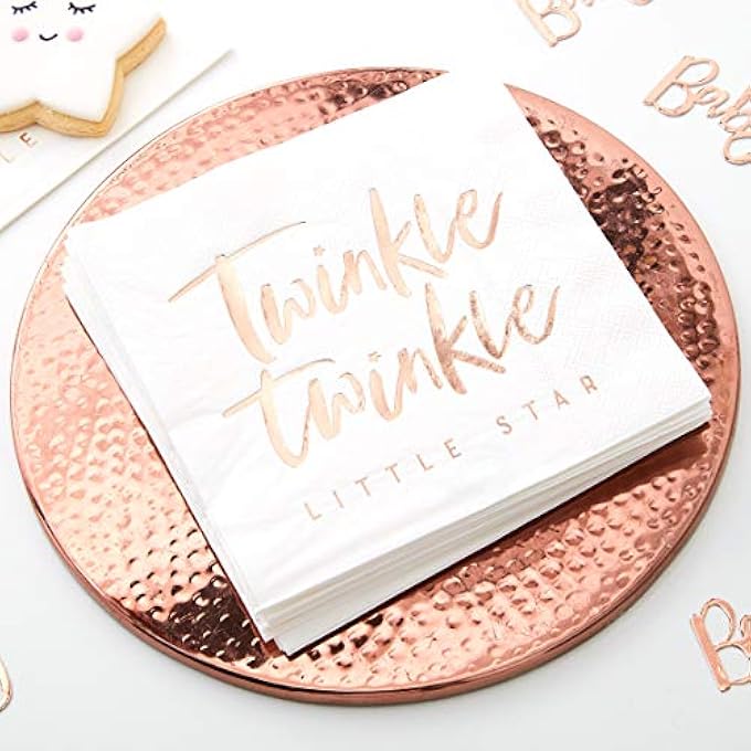 ROSE GOLD TWINKLE TWINKLE PAPER NAPKINS 16-PIECES - Image 2